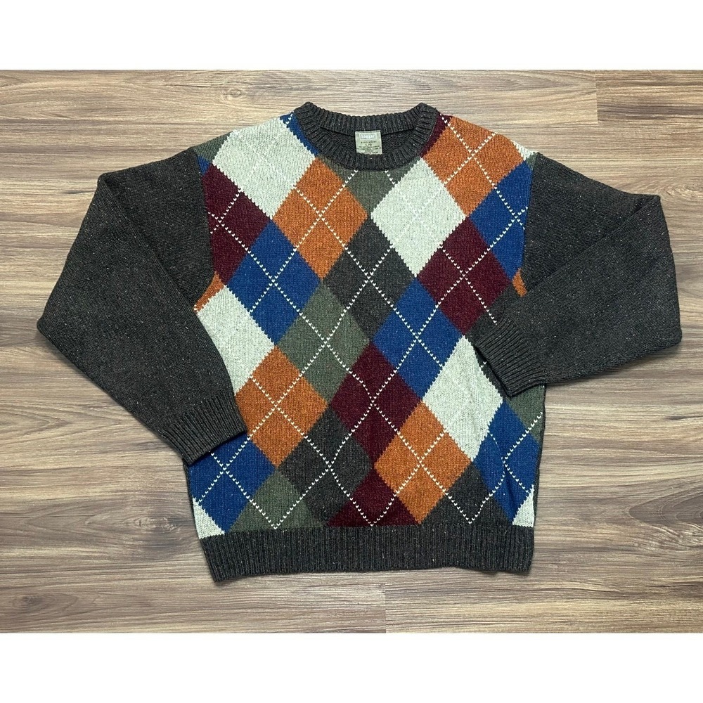 VTG 90s Haggar Generations Mens Argyle Crewneck Sweater Lambswool Blend Sz L